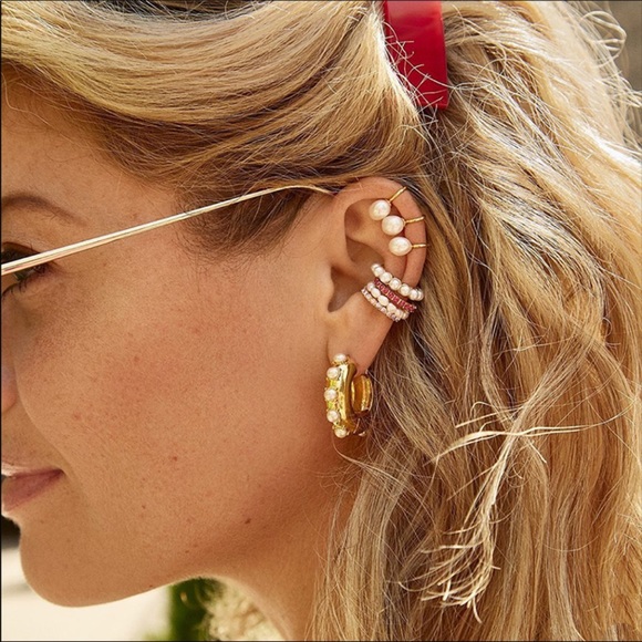 Faux Pearl Ear Cuff Earring - 2 Pc - Picture 2 of 5